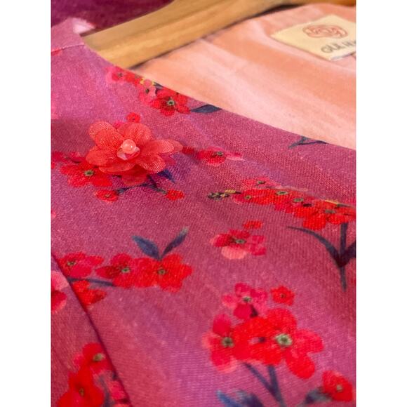 GUL HURGEL Printed Linen Midi Wrap Dress Belted Floral Ruffle Size Medium M - Picture 5 of 10